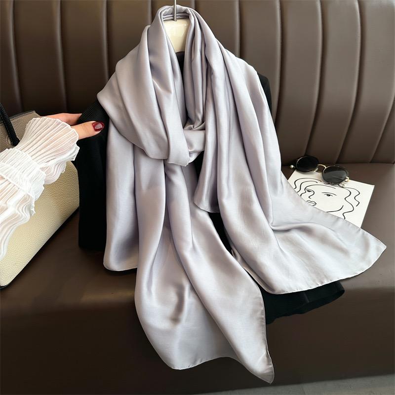 Einfaches uni Grunddesign Schal mit Seidengefühl für Damen 180x90cm Schal Wickeltuch Luxus Damen Hijab Stirnband Foulard Strandstolen