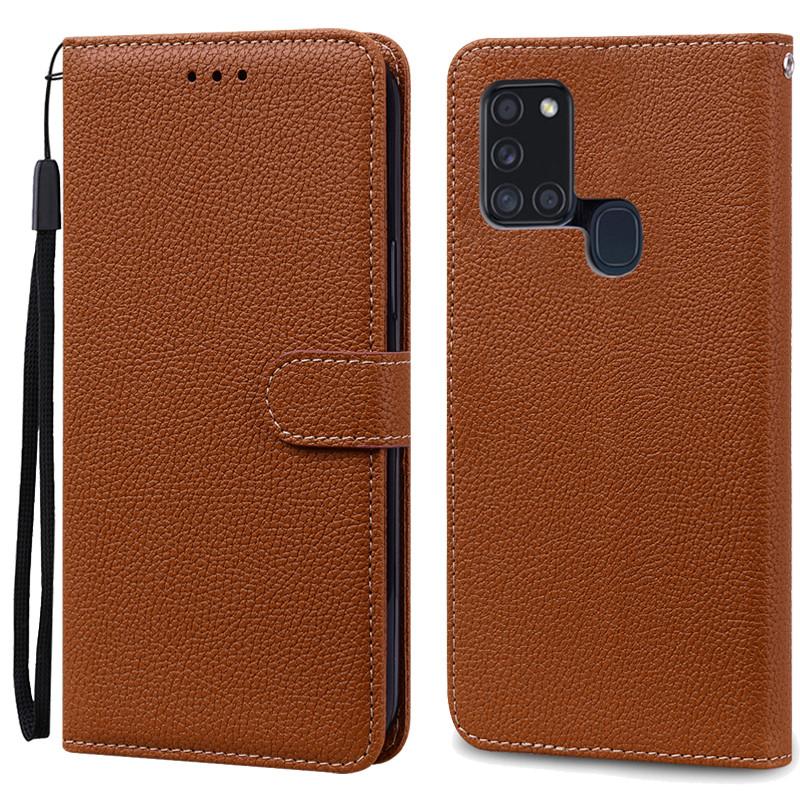A21S Hülle Für Samsung Galaxy A21S Hülle Brieftasche Leder Flip Hülle Für Samsung A21S Hülle A 21s A217F Weiche Silikonhülle Fundas For Samsung A21S braun