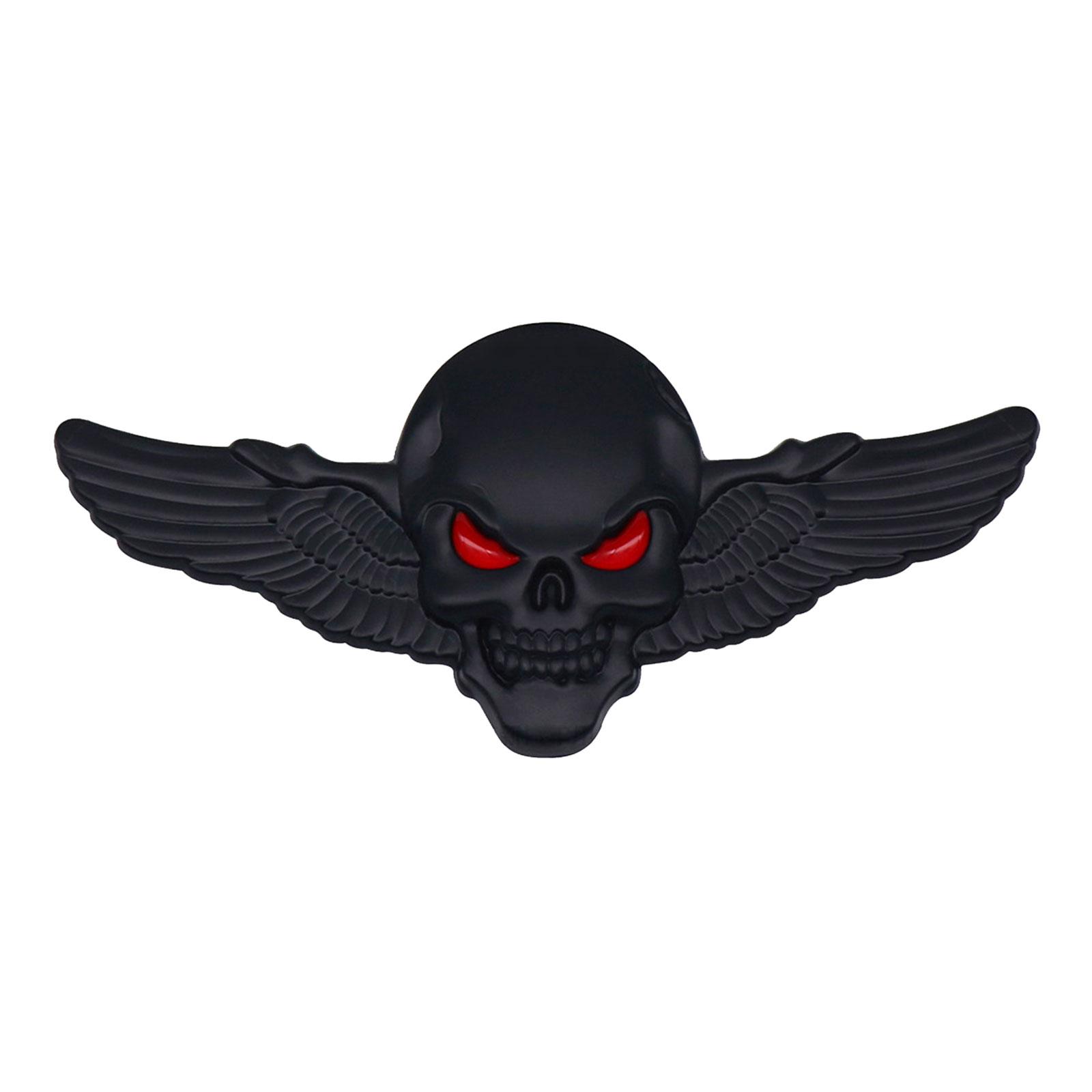 3D Skelett Totenkopf Flügel Emblem Metall Abzeichen Auto Abzeichen Aufkleber Auto Grill Körper Stamm Kotflügel Abzeichen Aufkleber Aufkleber S schwarz