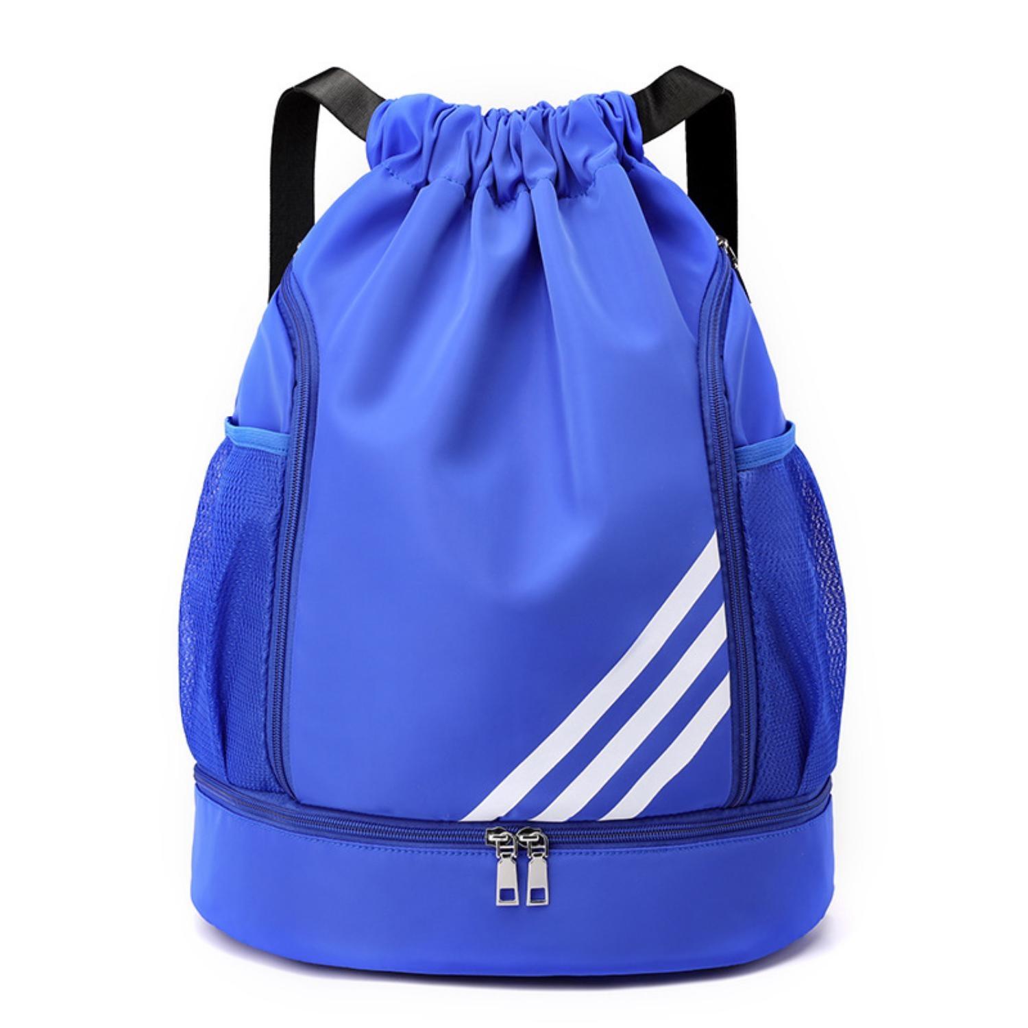1Pcs Sport Kordelzug Band Tasche Rucksack Große Kapazität Sport Fußball Basketball Tasche Kordelzug Verschluss Design One Size blau