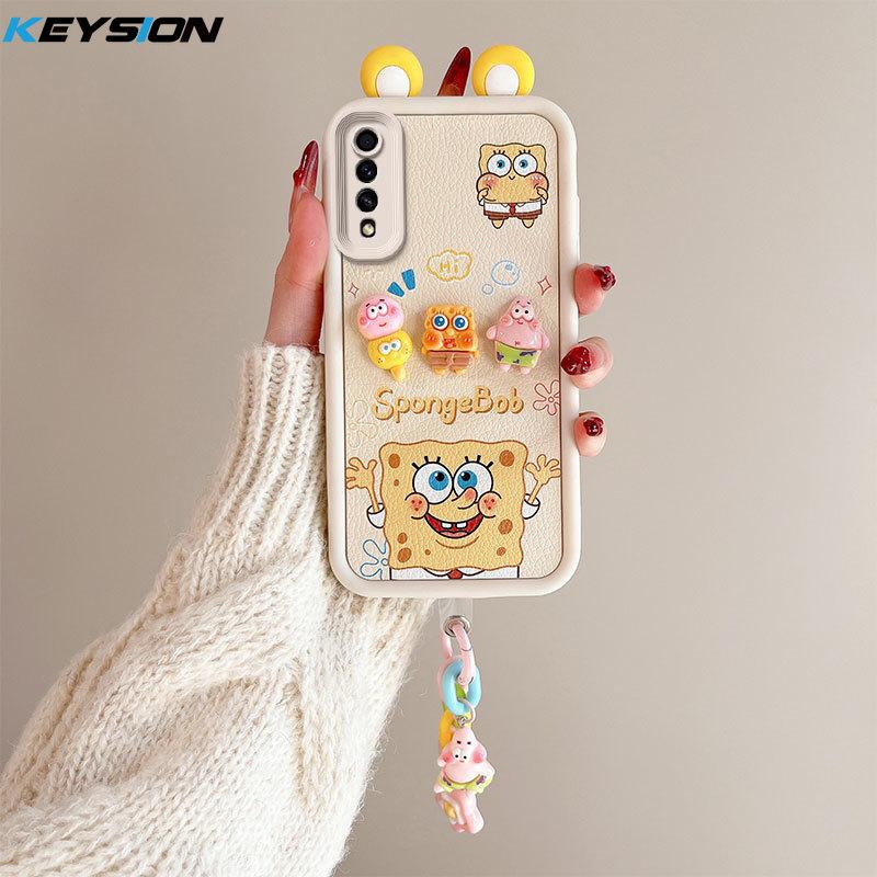 KEYSION Niedliches Ohr 3D Cartoon Hülle für Samsung A50 A50S mit Armband Weiches Silikon Stoßfest Telefon Rückseite für Galaxy A30S for Samsung A50 white