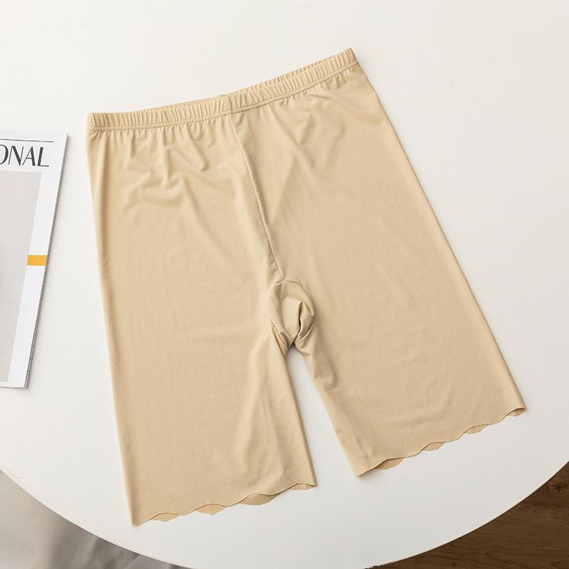 Nahtlose Eis Seide Sicherheits Kurze Hosen Frauen Dünne Plus Größe Hohe Taille Unter Rock Boxer Höschen Anti Reiben Oberschenkel sicherheit Shorts XL beige