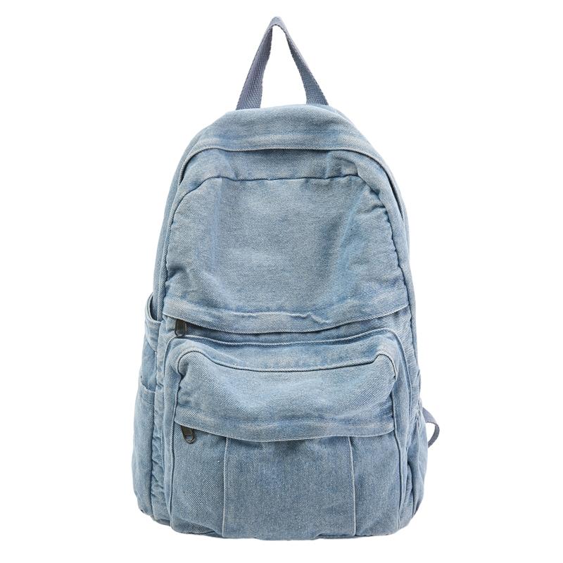 Jeans Rucksack Studenten Schultasche Damen Reise Rucksack hellblaue