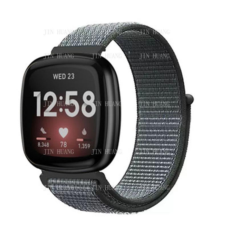 Nylonarmband für Fitbit Versa 4 3 2 Lite Smartwatch-Band Ersatz Uhrenarmband für Fitbit Sense 2 Schlaufe Correa Armband versa4 or Sense2 graue