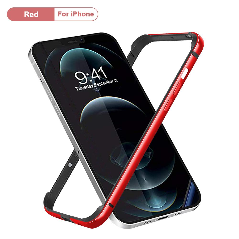 Bumper Case für iPhone 13 12 Mini 11 Pro Max 12Pro 11Pro XR X XS Luxus Aluminium Metall Silikon Handyrahmen Blau Schwarz Zubehör For iPhone11 Pro Max rot
