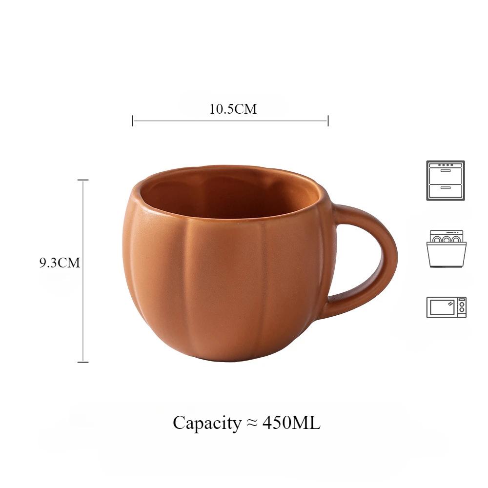 Kreative Kürbis Tasse Retro Keramik Kaffeetassen Halloween Geist Teufel Dekoration Becher Herbst Nette Wasser Tasse Milch Frühstück Trinken 401-500ml brown