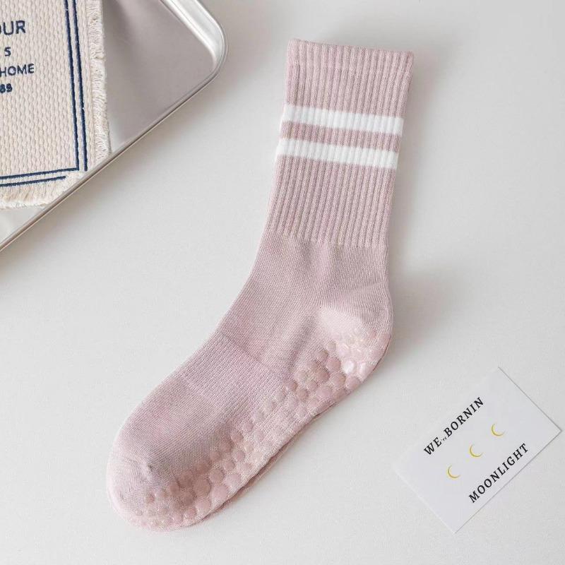 Pilates-Socken für Damen, Yoga-Socken, reine Baumwolle, rutschfeste Silikongriffe, Indoor-Sport, Fitness, Pilates, Yoga, Gymnastik, Tanzsocken one size rosa