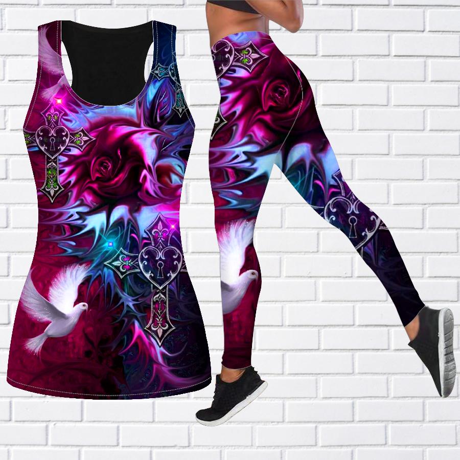 Yoga-Outfit mit Rosen-Tauben-Aufdruck für Damen, modische Workout-Leggings, Fitness, Sport, lässige Yoga-Hose 4XL rosa
