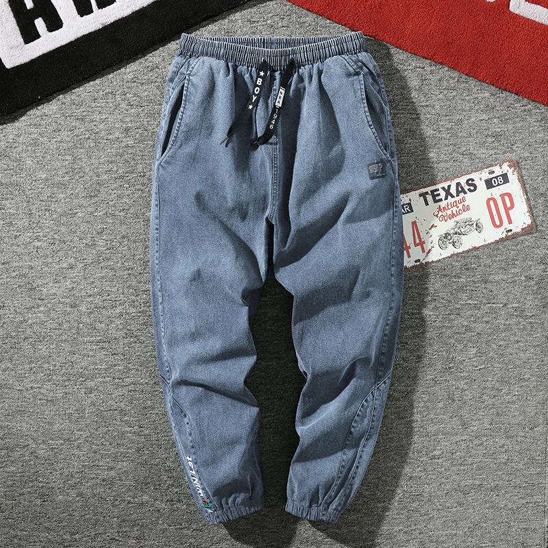 Herren Jogger Jeans in großen Größen 6XL 7XL 8XL Streetwear Schwarz Blau Casual Denim Cargo Pants Stretch Cotton Taper Jeans Baggy Hose 8XL blau
