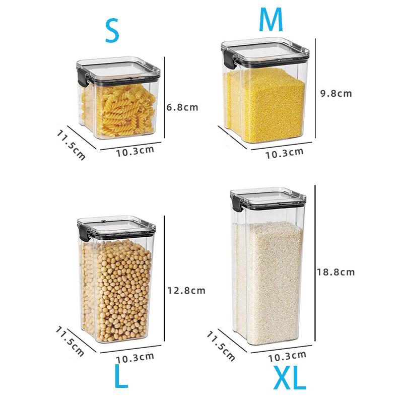 1 Stück transparente Lebensmittel-Aufbewahrungsbox, Lebensmittel-Aufbewahrungsbehälter mit Deckel, Kunststoff-Kanister für die Organisation von Küche und Speisekammer S beige