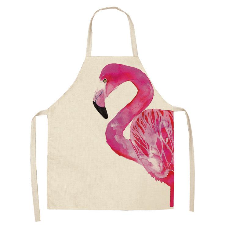 Flamingo Blatt Rosa Muster Baumwoll-Leinen Schürzen Hauskochen Backen Café Reinigungsschürzen Küchenzubehör 55*68cm 38x47cm