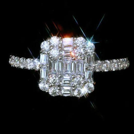 Luxus Damen Weiß AAA Zirkon Ehering Gefüllt Schmuck Geschenk Versprechen Verlobungsringe Für Frauen 10 gray