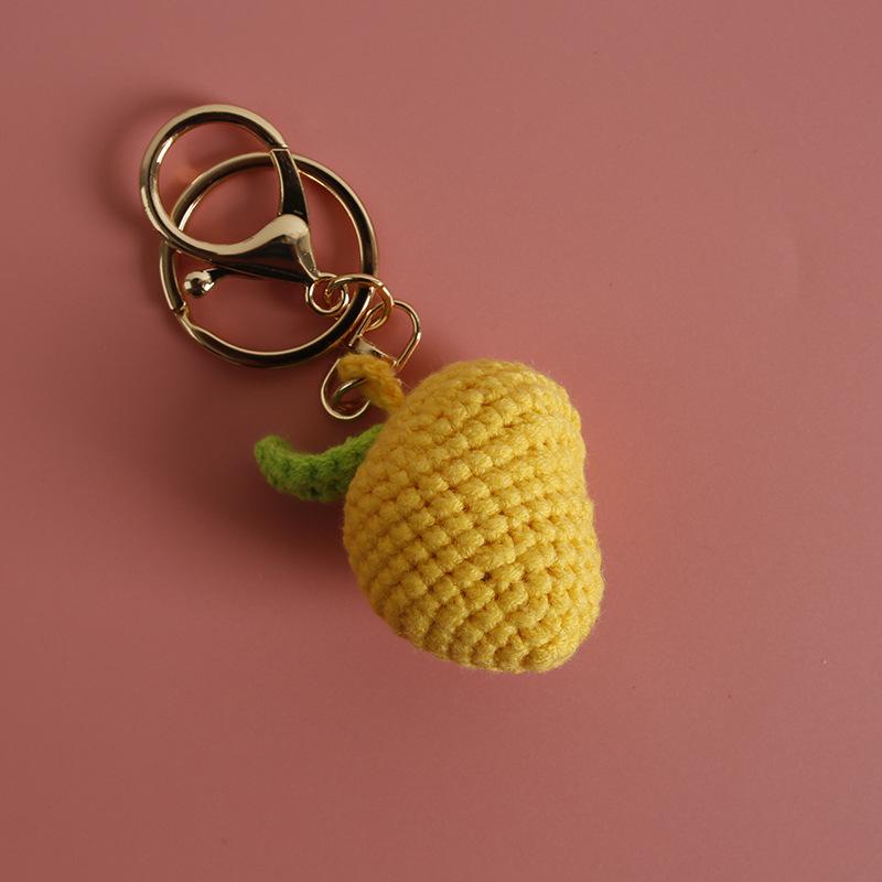 Kreativer Granatapfel Häkel Schlüsselanhänger Stricken Obst Serie Autoschlüssel Schlüsselanhänger Gestrickte Kirschpuppe Schlüsselanhänger Individuelles Zubehör