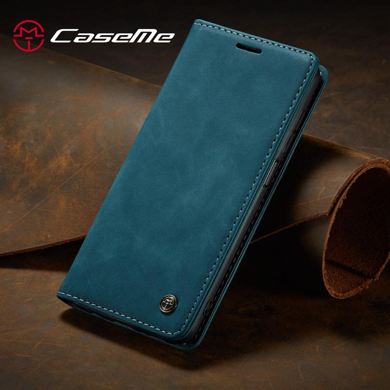 Magnetische Leder-Telefonhülle für Xiaomi Redmi Hinweis 14 13 12 11 10S 9 8 Retro-Buchkarten-Brieftaschenabdeckung für Xiaomi Mi 9 10T Lite Pro Xiaomi 13 Lite blau