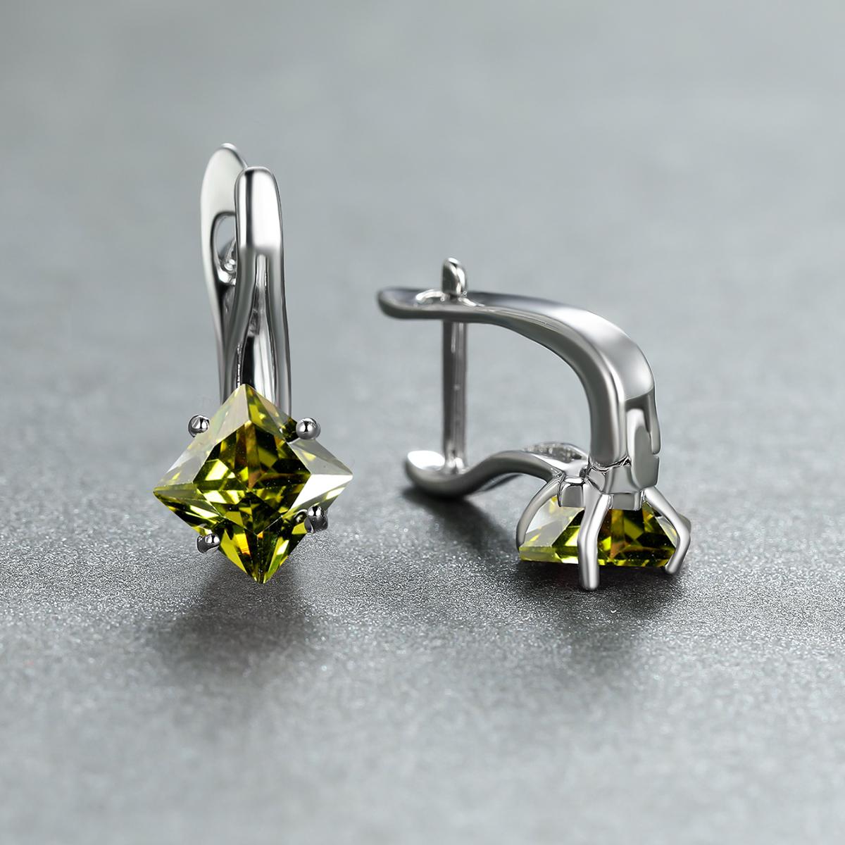 Exquisite Ohrringe, Modeschmuck, Goldfarbe, Diamantschliff, Aquablauer Stein, Geburtsstein, Braut, Prinzessin, Verlobungsohrringe silber/olivgrüne