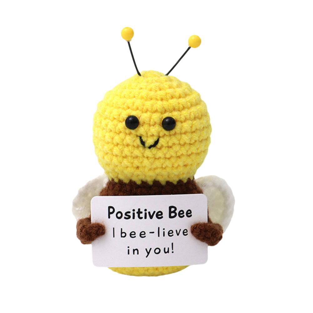 Handgemachte gestrickte Bienenpuppe mit Karte Heimdekoration Zimmerpuppe Weihnachtsdeko Energie Häkeln Be I8C5 Yellow-1pcs