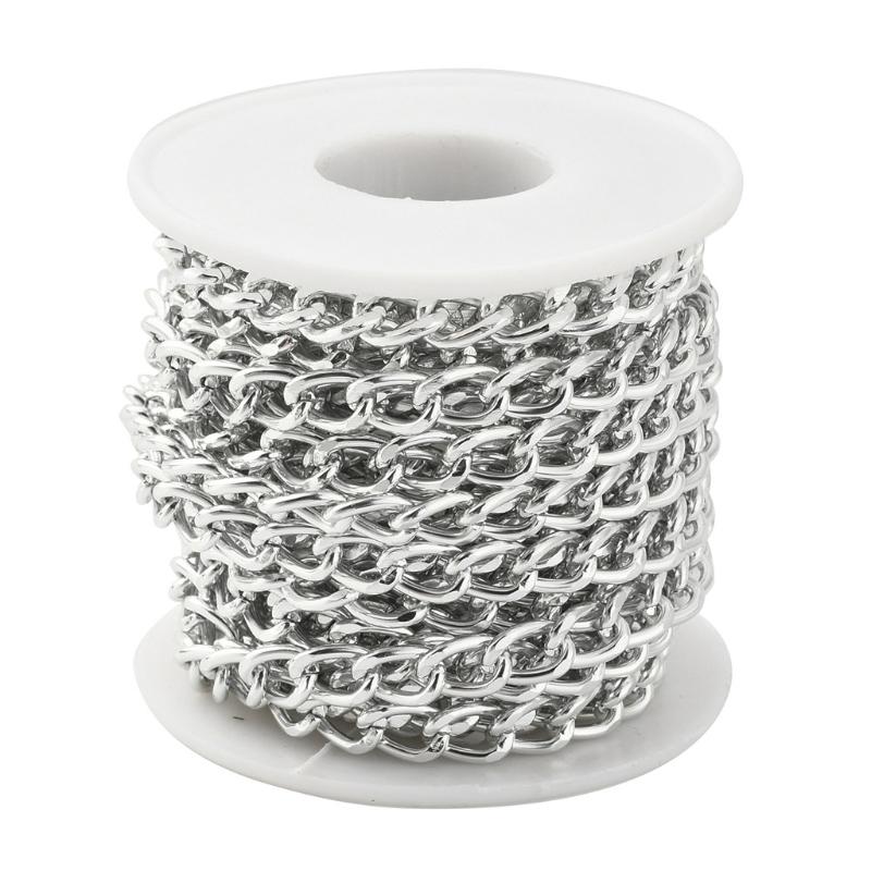 1 Rolle 5 m gedrehte Aluminium-Panzerketten für DIY-Halsketten, Armbänder, Materialien, Schmuckherstellung silber