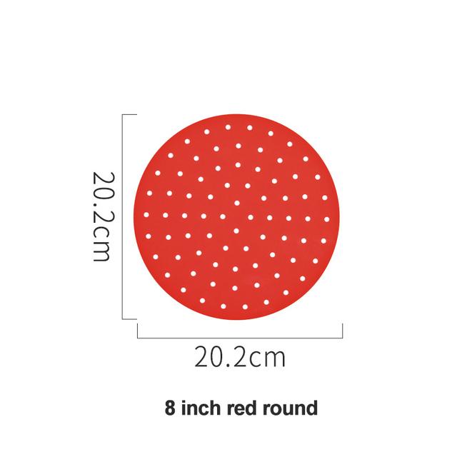 Silikon-Luftfritteuse-Einlage, Antihaft-Dampfgarer-Pad, Luftfritteuse-Zubehör, Küche, Backeinlage, Kochutensilien, Luftfritteuse-Backpapier 20.2cm rot