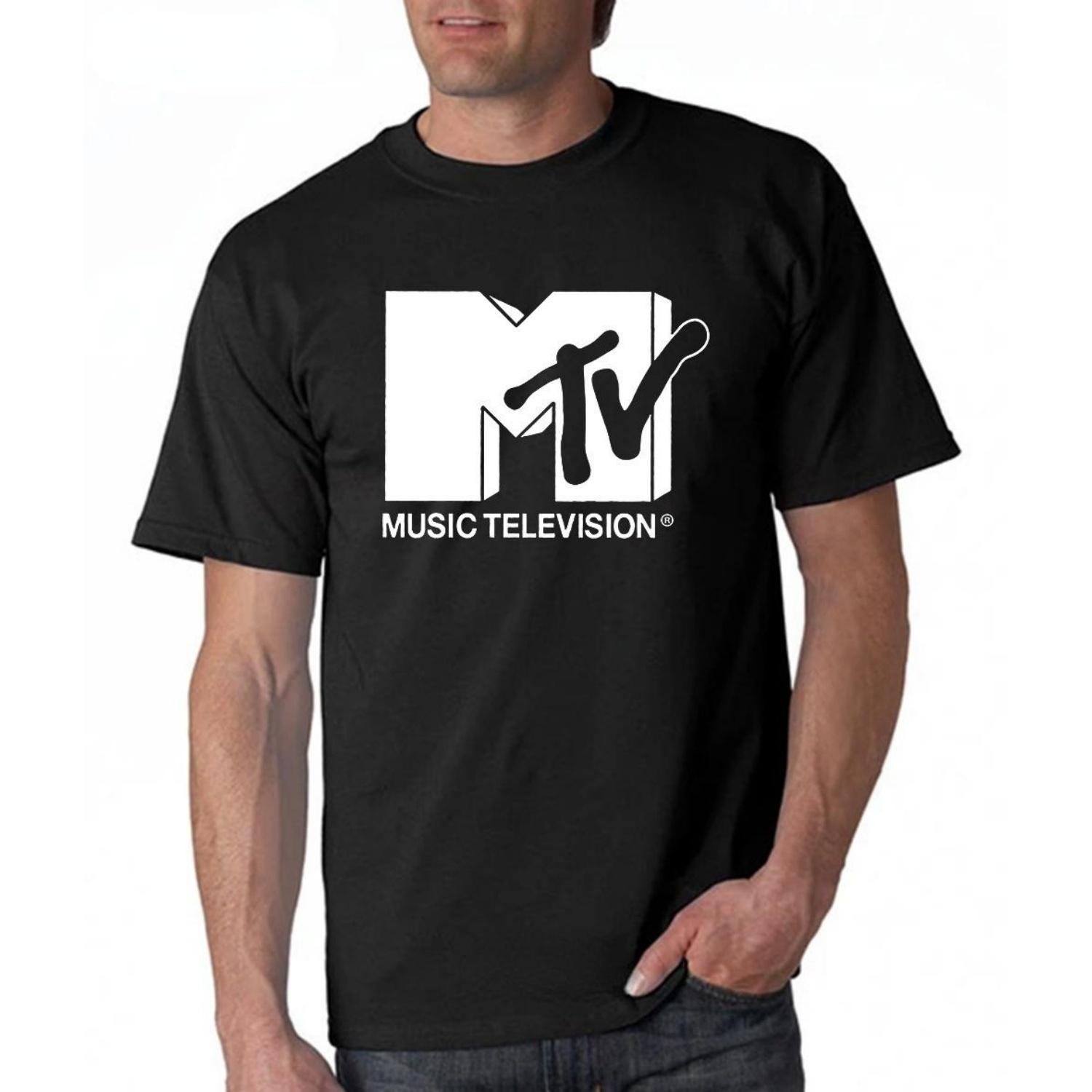 Herren Retro T-Shirt Mtv Throwback T-Shirt Vintage 80er 90er Bands Popmusik TV-Kultur T-Shirt Übergroße Oberteile Roupas Masculinas Shirt XXXXL schwarz
