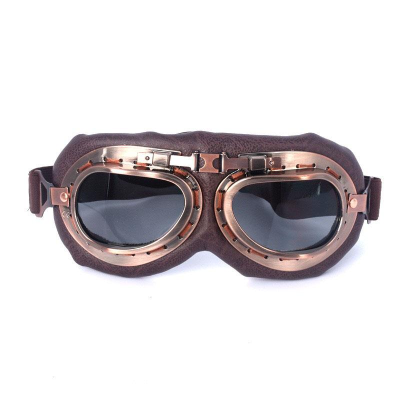 Retro Motorradbrille Brille Vintage Moto Classic Brille für Harley Pilot Steampunk ATV Bike Kupfer Helm