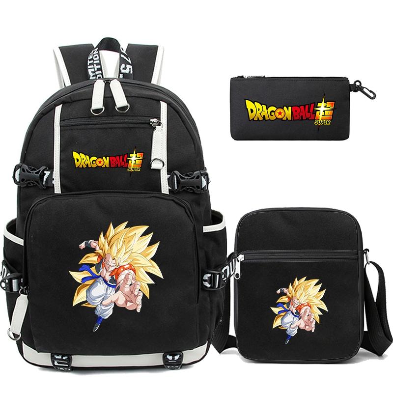 3 Teile/satz Anime Dragon Ball Laptop-Rucksack Unisex Rucksack mit Mittagessen Handtasche für Mädchen Jungen Teenager Schultasche Männer Frauen Freizeittasche Rucksack Mochila