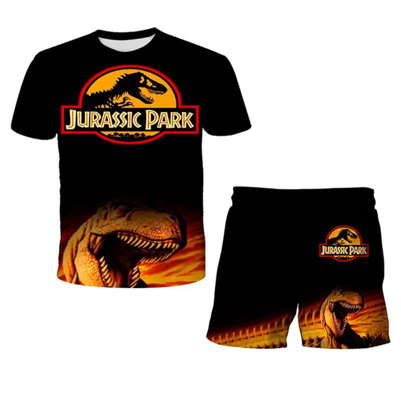 Kinder Dinosaurier Kleidung Sets Baby Junge Jurassic Park 3 Kleidung Mädchen Kurzarm T-shirt + Hosen 2 stücke Anzüge jungen Kleidung 1-14T 120