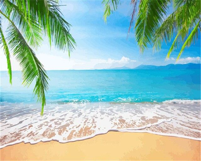 40 x 50 cm Malen nach Zahlen, Meereslandschaft, Zeichnung auf Leinwand, handgemaltes Gemälde, Kunst, Geschenk, DIY-Bilder nach Zahlen, Kits, Heimdekoration 40x50cm No Frame