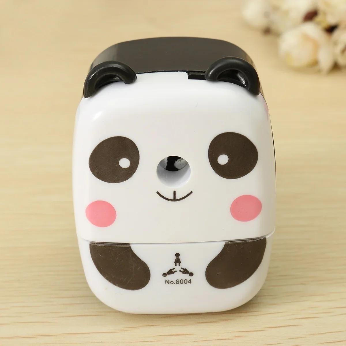 Cartoon Panda Tiger Bleistiftspitzer Handkurbel Tragbar Kinder Schule Bürobedarf Süßer Tier Spitzer Schüler Schreibwaren white