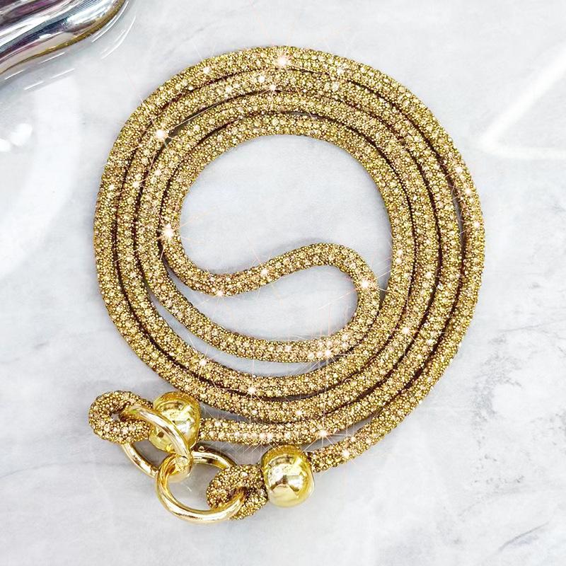 Heller Strass Handy-Lanyard Kristall Handyhülle Kettenriemen Handyzubehör Gold 120cm