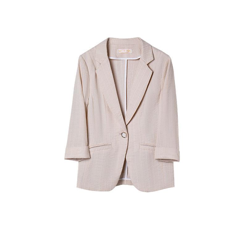 Frühling Neue Kleine Anzug frauen Ein Knopf Apricot Weiß Mode Schlank Anzug Jacke Schwarz und Weiß Jacke 2XL