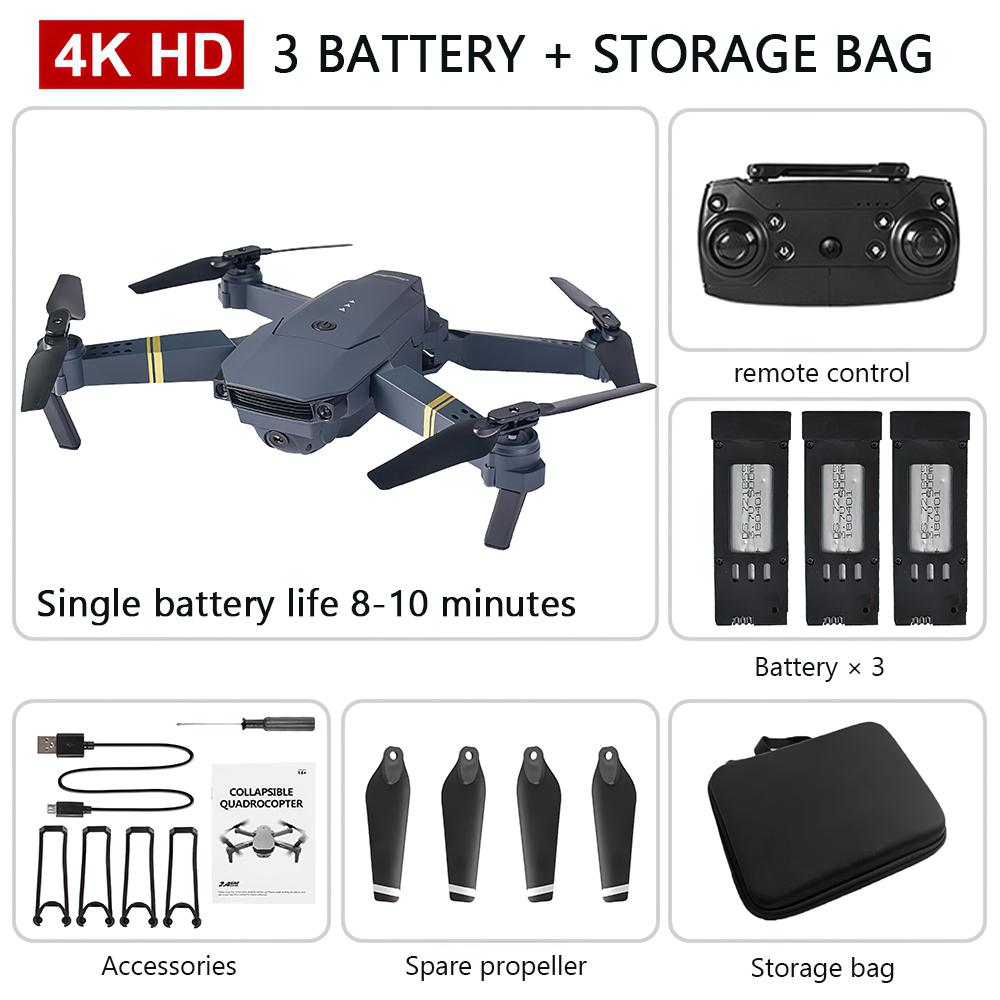 Neue E58 RC Drone Wifi 4K HD Weitwinkel Kamera Luftaufnahmen Flugzeug Hubschrauber Quadcopter Klapp Spielzeug Flugzeug Geschenke single camera 3 battery schwarz