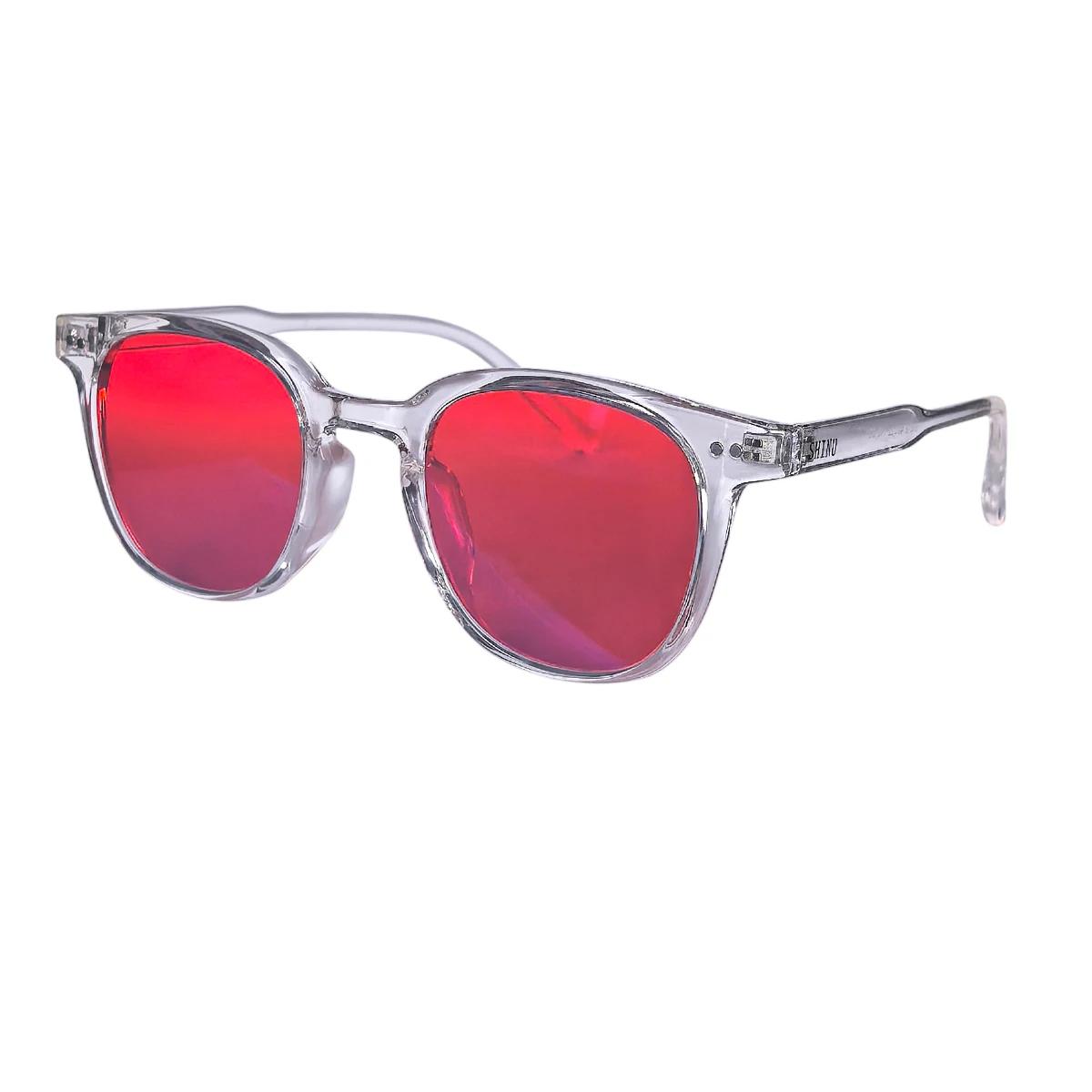 SHINU Rotglas Brille Damen Besser Schlafen Blaulichtblockierende Brille für Lange Bildschirmzeit Orangefarbene Brille Gaming Brille gray