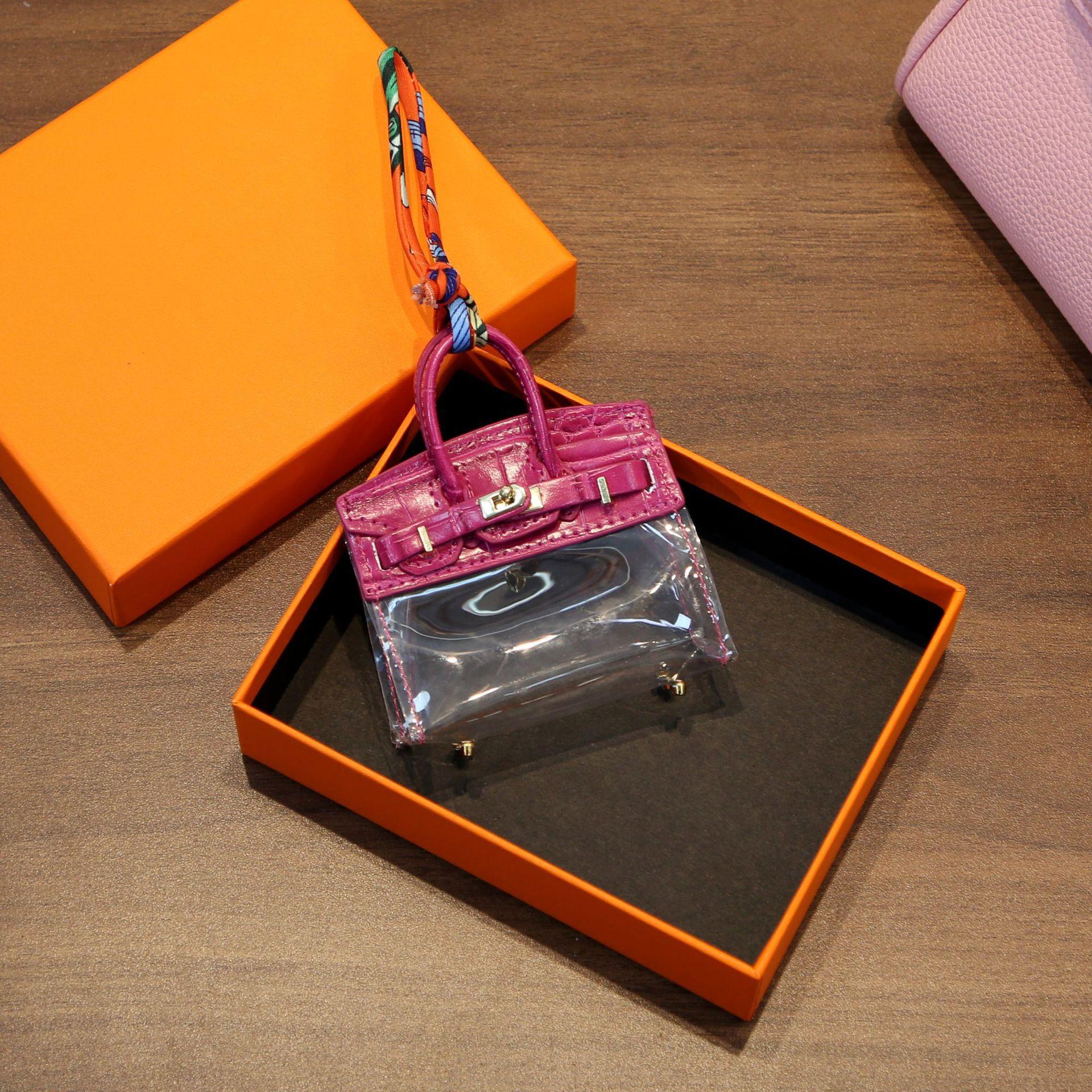 Internet Celebrity Keybag Transparent Platin Tasche Mini Anhänger Kopfhörer Lippenstift Autoschlüssel Zero Wallet Autozubehör für Frauen 8.5x3x10cm rose rot