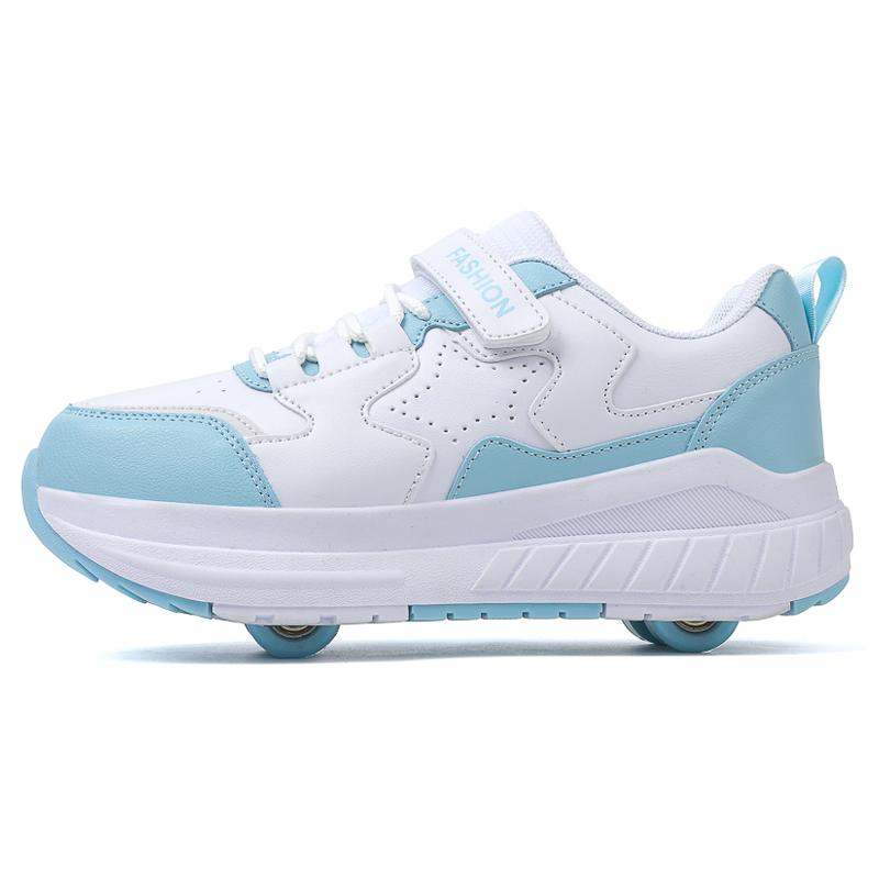 31-40Mädchen Vierrädrige Sportschuhe Kinder Abnehmbare Flache Schuhe Doppelzweck Jungen Rollschuhe Schuhe 39