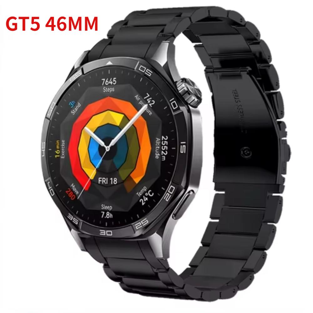 Offizielles Original-Armband für Huawei Watch GT 4/5 46MM Metall Edelstahl Austauschbares Uhrenarmband für Huawei Watch GT 5 46mm gray