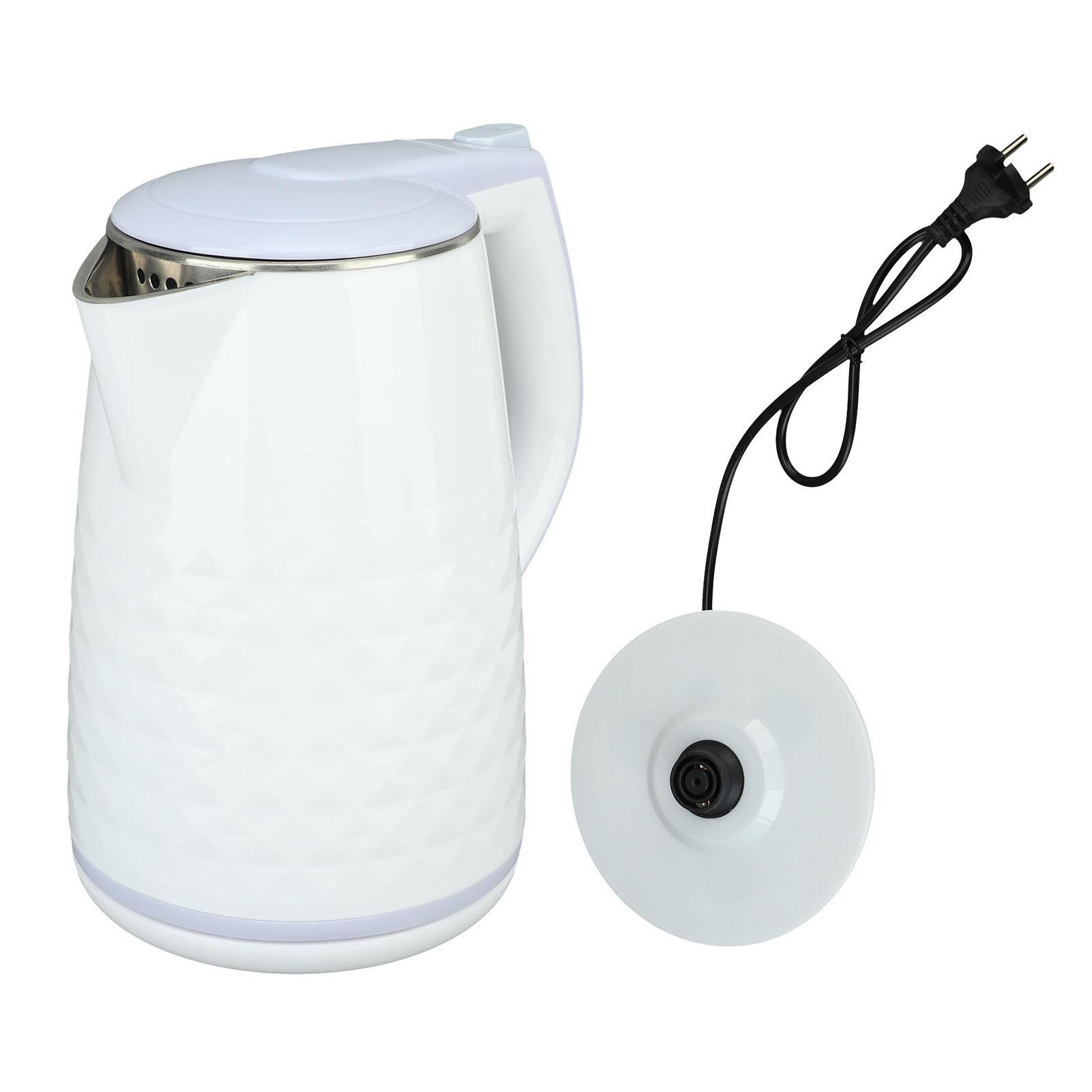 Elektrischer Wasserkocher 2000W Doppelwandig Edelstahl 2L Wasserkocher Heizung mit Abschaltautomatik und Kochstopp L(for 6.5-9kg) weiß