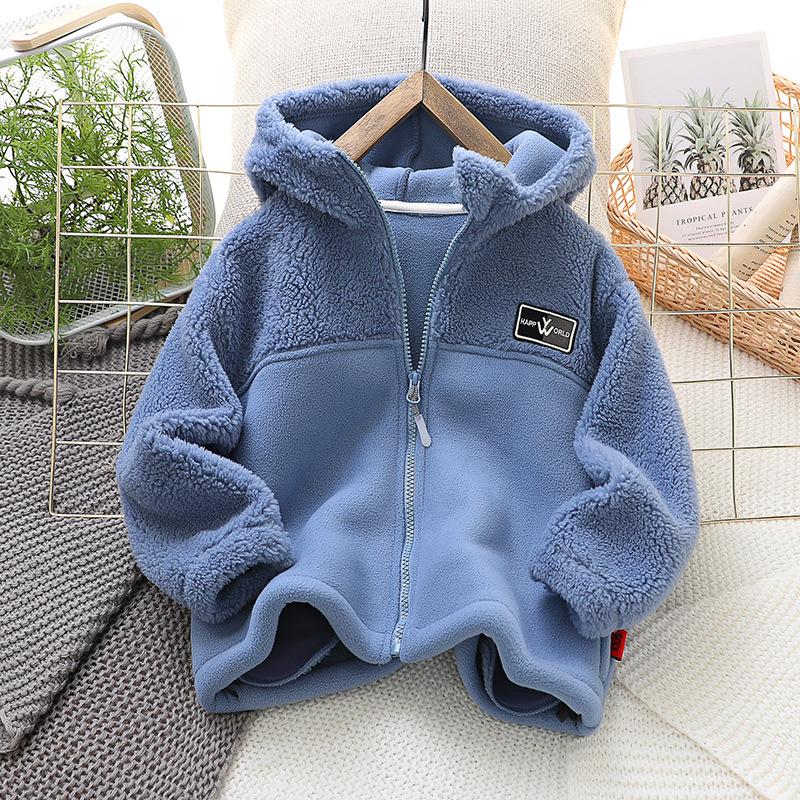 Herbst Winter Warme Fleece Oberbekleidung Jungen Kleidung Fleece Verdickt Junge Kleidung kinder Jacke Mantel 110 blau