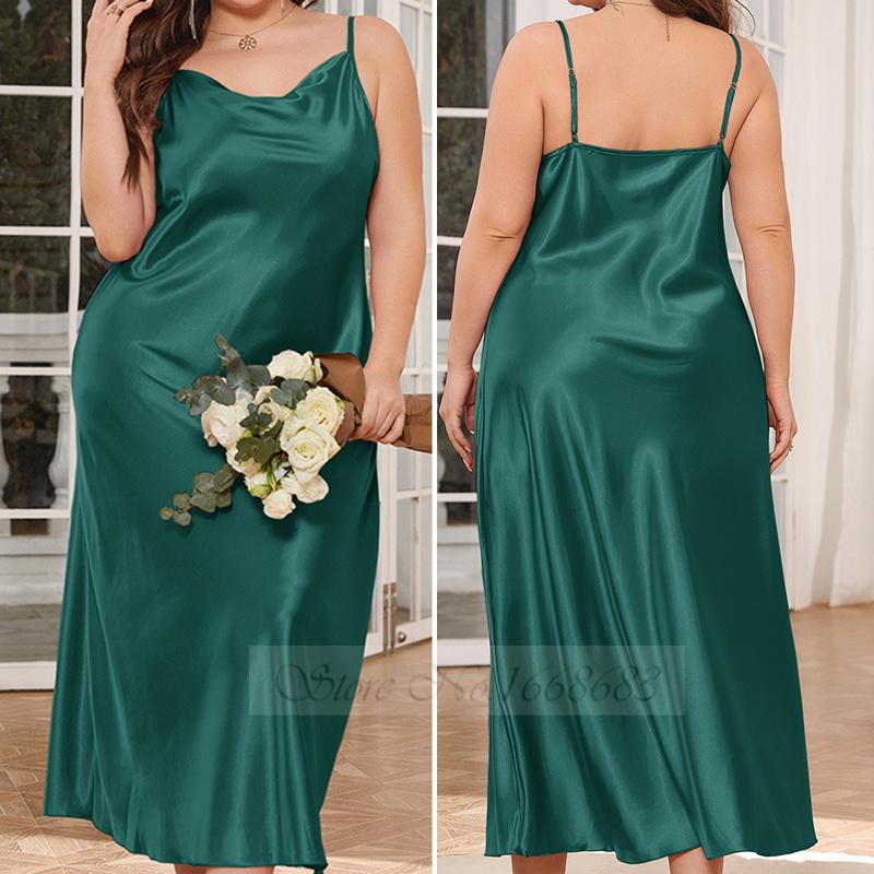 Pyjamas, Nachthemd mit Hosenträgern für Damen, Intime Unterwäsche, Sexy Pyjamas mit Hosenträgern, Unterwäsche, Lockere Hauskleidung aus Satin 5XL blue