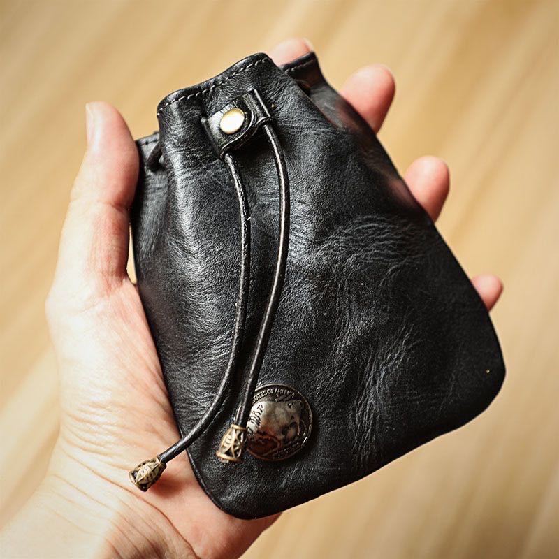 Leder Münzbeutel Leder Kordelzugbeutel Münzbeutel Ledertasche Kleingeldhalter Herren und Damen Valentinstag Geschenk Geldbörse Münzbeutel