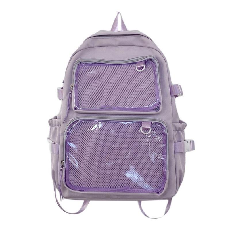 Itabag Rucksack Schöner Rucksack Schüler Schultasche Japanischer Stil Rucksack Große Kapazität Rucksack für Pin-Ausstellung violett