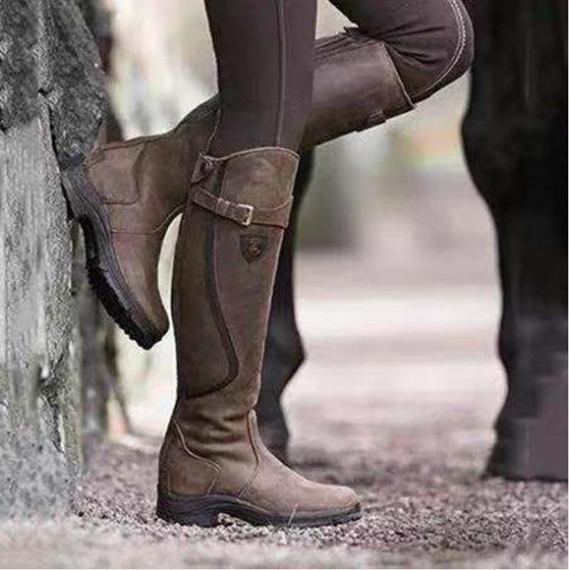 Stiefel Damen Kniehohe Absätze Lange Wildleder Kniehohe Quadratische Oberschenkel Hohe Übergrößen Damen Lederstiefel Reitstiefel Motorradstiefel 35 dunkelbraune