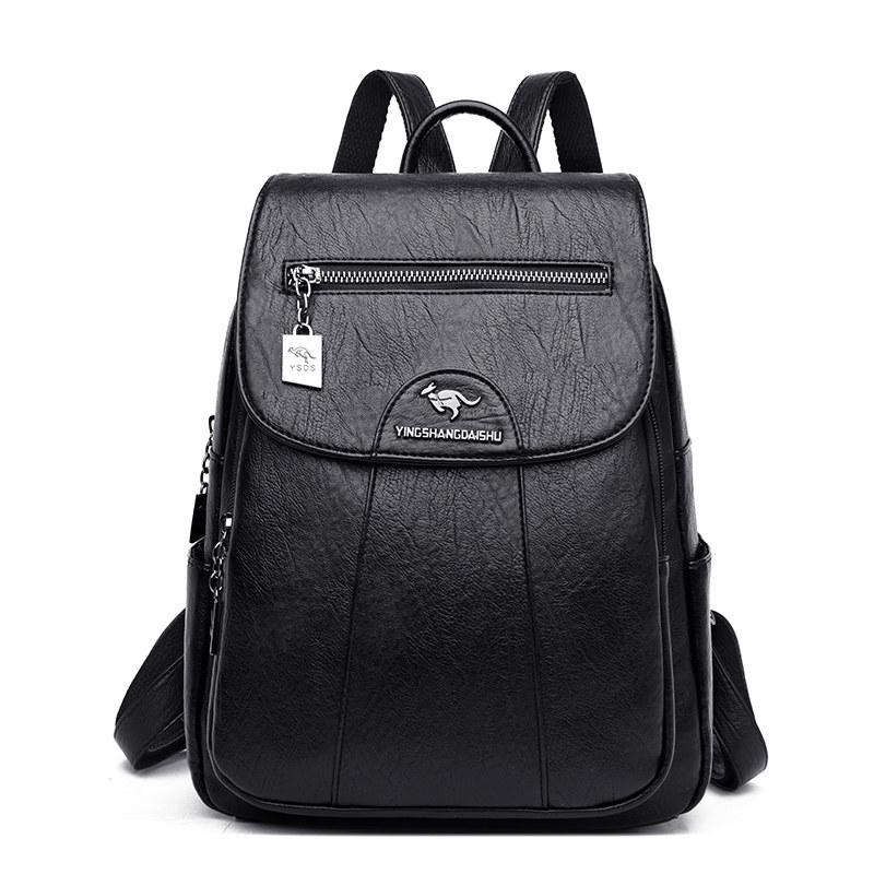 Mode Frauen Schulter Taschen PU Leder Rucksäcke Weibliche Schule Taschen Rucksack Casual Reisetaschen Rucksäcke Große Kapazität schwarz