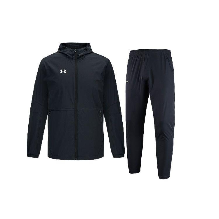 Under Armour Logo Print Lange Hose Einfarbig Kapuzenjacke Langarm Lässiger Sportanzug Herrenanzug Schwarz 21600411-001+22500706-001 XXXXXL