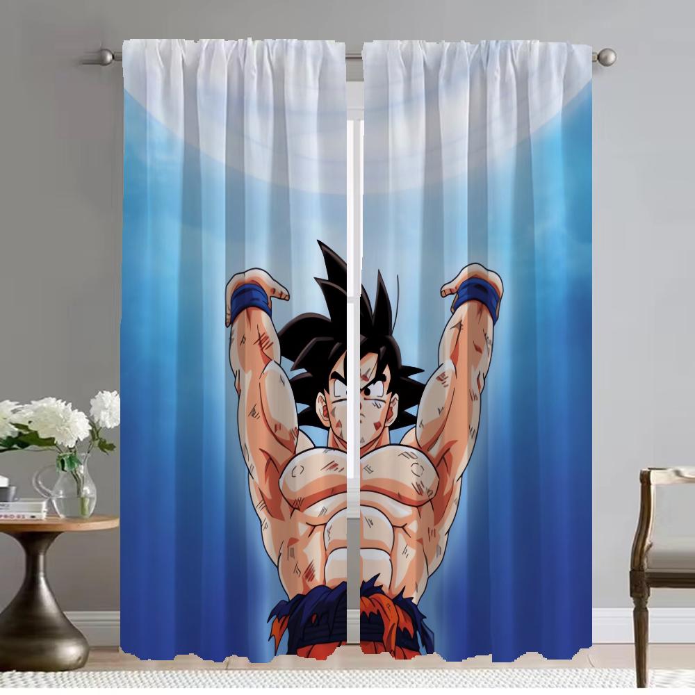 Tüll für Schlafzimmer Dragon Ball Küchenvorhänge 2 Stück Elegante Raumvorhänge Fenster Vorhang Halloween Dekoration Jalousien Wohnzimmer W107xH183cmx2pcs-CL