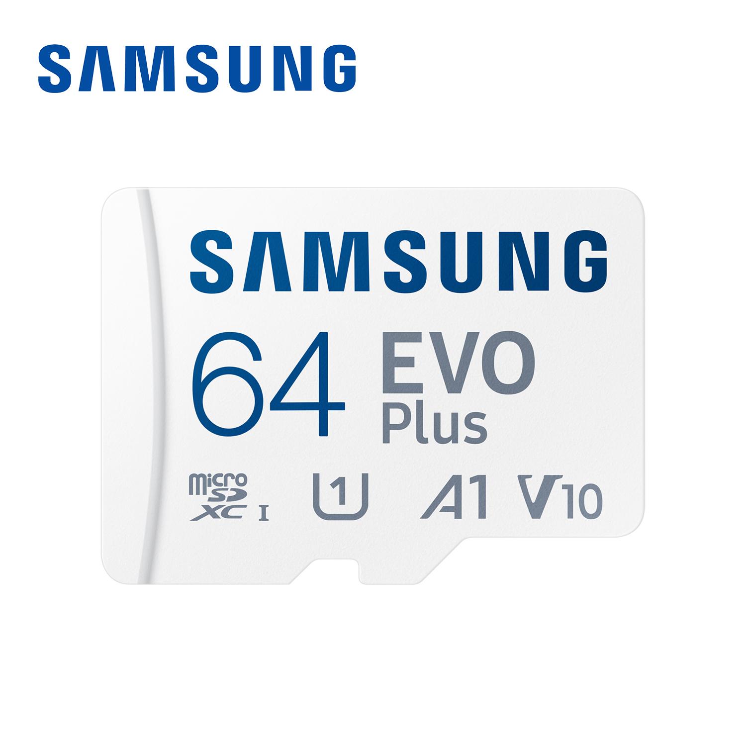 Samsung EVO Plus microSD 128GB Speicherkarte+Adapter 64G 256G microSDXC,Geschwindigkeiten bis zu 160 MB/s,UHS-I,C10,U3,V10,A3,Speichererweiterung für Telefone,DJI,Kameras 64GB