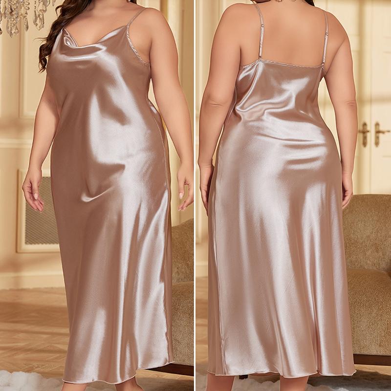Pyjamas, Nachthemd mit Hosenträgern für Damen, Intime Unterwäsche, Sexy Pyjamas mit Hosenträgern, Unterwäsche, Lockere Hauskleidung aus Satin 5XL white