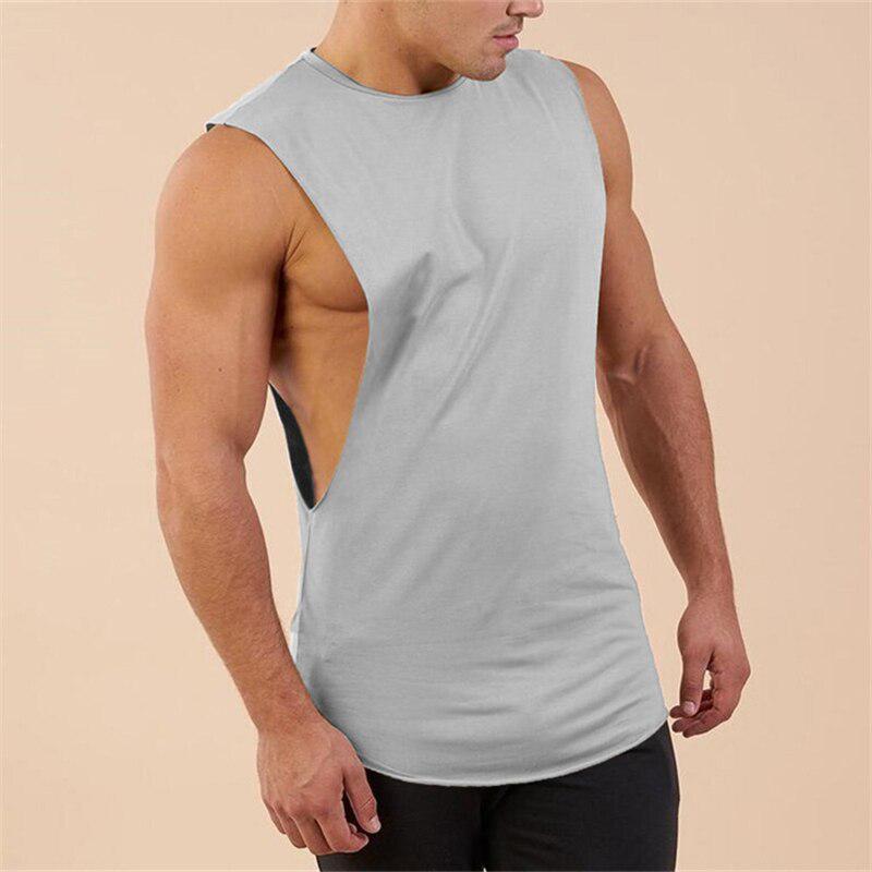 Muscleguys Blank Gyms Tank Tops Herren Solide Baumwolle Bodybuilding Kleidung Fitness Männer Singlet Workout Ärmellose Stringer Shirts XXL graue