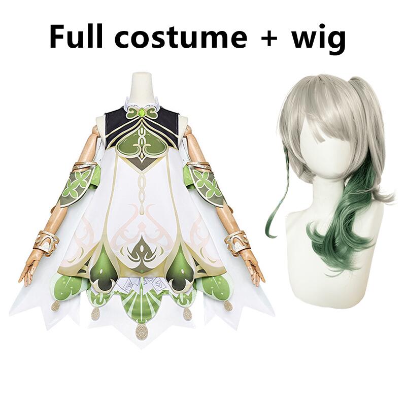 Nahida Lesser Lord Kusanali Cosplay-Kostüm, Spiel-Perücke, Kleid, Halloween-Party-Kostüme, Outfit für Frauen L-(Costume+Wig)