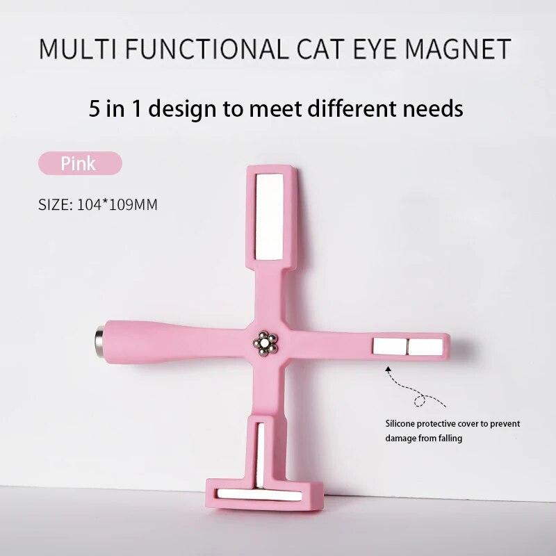 Neuer multifunktionaler Cat Eye Gel Magnet 5-in-1 Gelpoliermittel Cat Eye Magnetstift Werkzeuge Professionelles Nagelstudio Maniküre DIY 1 pcs rosa