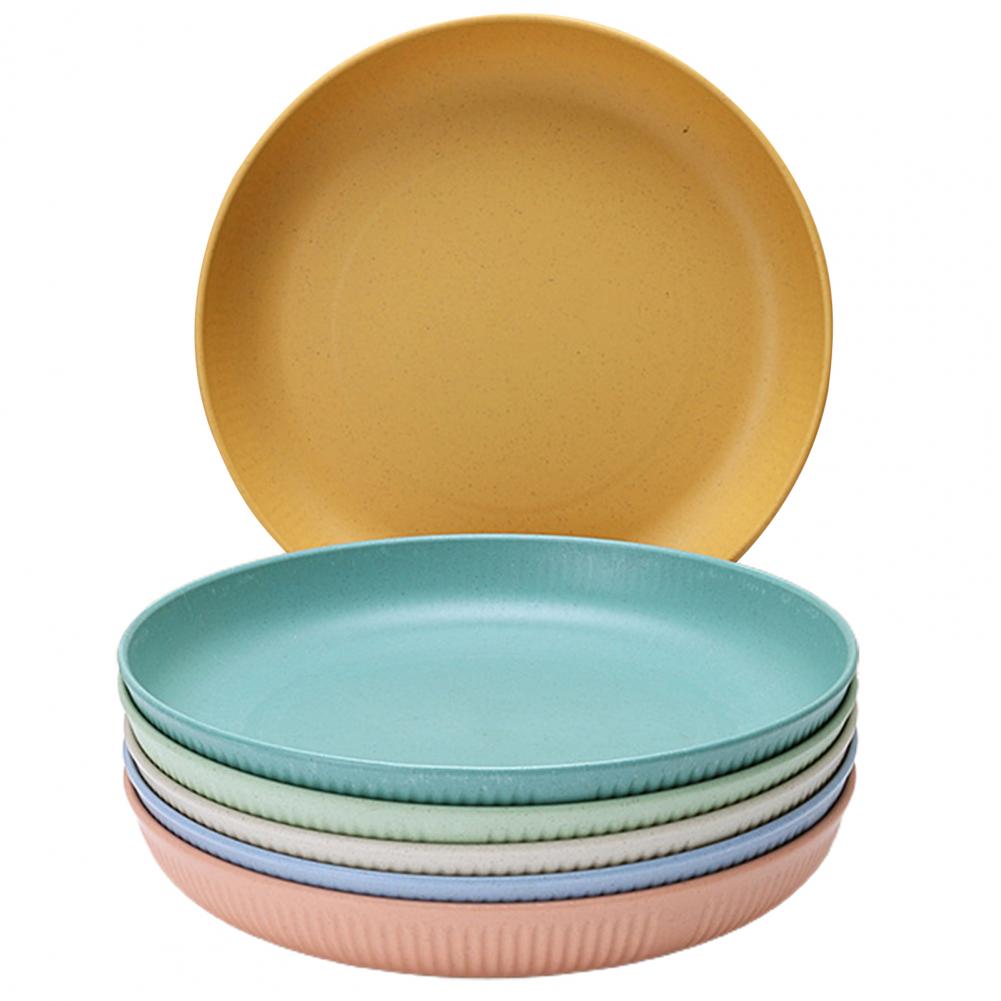 6-teiliges unzerbrechliches Teller-Set, platzsparend, bunt, gesund, für Mahlzeiten im Freien, umweltfreundlich, Teller für den Haushalt, Küchenknochen brown